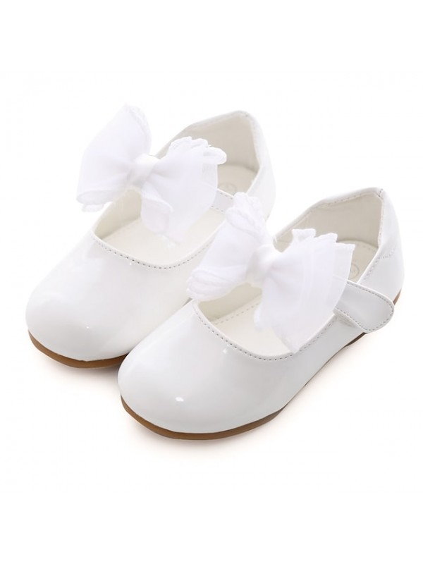 Girls' Flats Mary Jane Flower Girl Shoes Princess Shoes Patent Leather Wedding Dress Shoes Toddler(9m-4ys) Little Kids(4-7ys) Wedding Party Party & Evening Bowknot Light Pink White Fall Spring #8807476