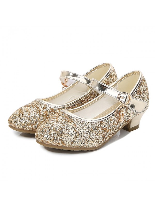 Girls' Heels Glitters Mary Jane Cosplay Princess Shoes Rubber PU Glitter Crystal Sequin Toddler(9M-4ys) Little Kids(4-7ys) Big Kids(7years +) Daily Party & Evening Walking Shoes Rhinestone Buckle #8384205