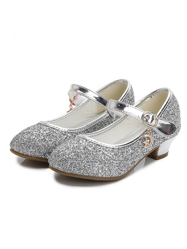 Girls' Heels Glitters Mary Jane Cosplay Princess Shoes Rubber PU Glitter Crystal Sequin Toddler(9M-4ys) Little Kids(4-7ys) Big Kids(7years +) Daily Party & Evening Walking Shoes Rhinestone Buckle #8384205