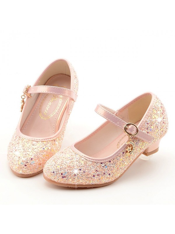 Girls' Heels Glitters Mary Jane Cosplay Princess Shoes Rubber PU Glitter Crystal Sequin Toddler(9M-4ys) Little Kids(4-7ys) Big Kids(7years +) Daily Party & Evening Walking Shoes Rhinestone Buckle #8384205