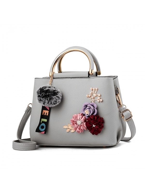 womens purses and handbag shoulder bags ladies designer top handle satchel tote bag with ribbons and flower decoration #8484988