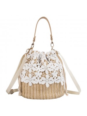 ins fresh straw bucket 2019 small bag summer new fairy rattan beach holiday portable messenger bag #8973078