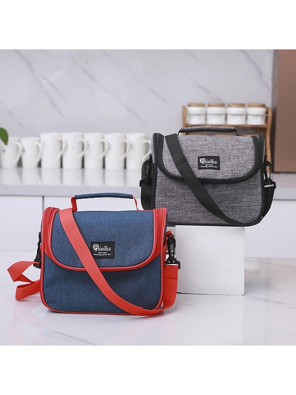 Unisex Waterproof Polyester Lunch Bag Zipper Solid Color Daily Office & Career Handbags Blue Gray Mint Green Orange #8517185