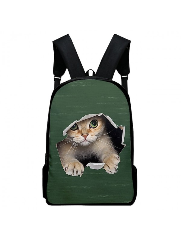 Unisex Backpack School Bag Commuter Backpack Oxford Cloth Canvas Cat Animal Large Capacity Cushion Zipper School Daily Sillver Gray Wine Blue Black Army Green #8549795