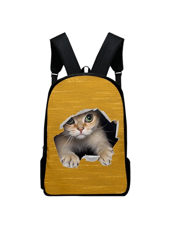 Unisex Backpack School Bag Commuter Backpack Oxford Cloth Canvas Cat Animal Large Capacity Cushion Zipper School Daily Sillver Gray Wine Blue Black Army Green #8549795