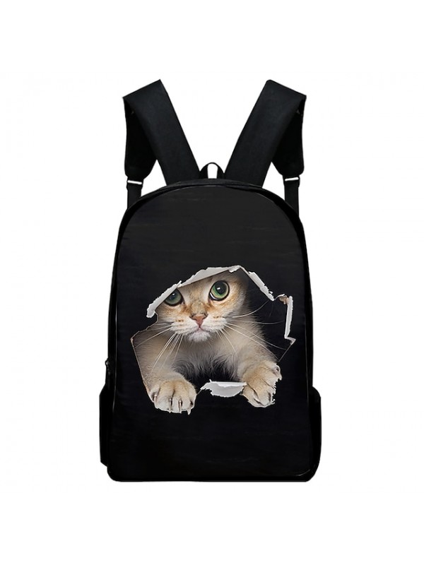 Unisex Backpack School Bag Commuter Backpack Oxford Cloth Canvas Cat Animal Large Capacity Cushion Zipper School Daily Sillver Gray Wine Blue Black Army Green #8549795