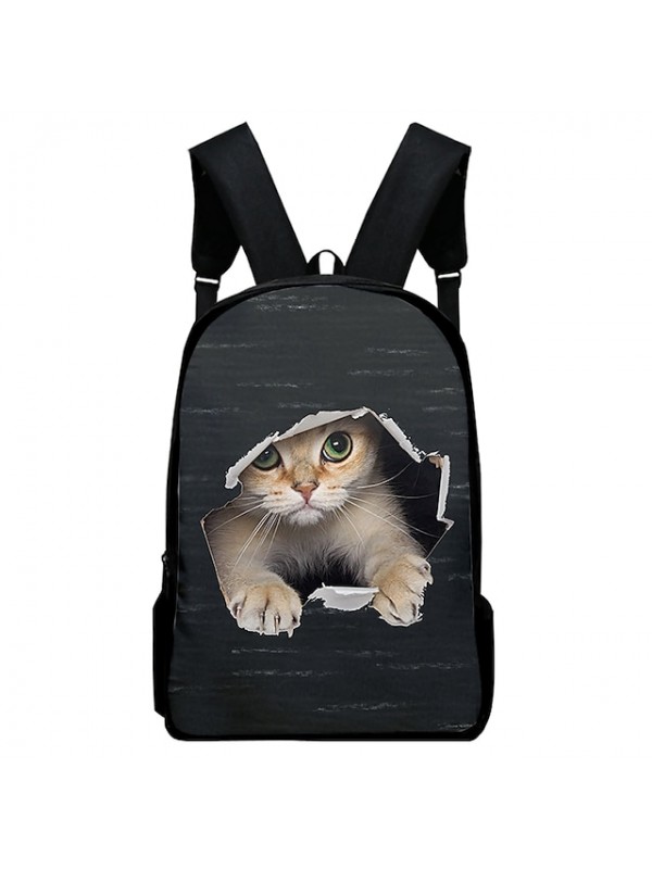 Unisex Backpack School Bag Commuter Backpack Oxford Cloth Canvas Cat Animal Large Capacity Cushion Zipper School Daily Sillver Gray Wine Blue Black Army Green #8549795