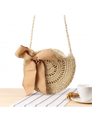 Women's Crossbody Bag Straw Tassel Solid Color Daily Date Brown Beige #9033441