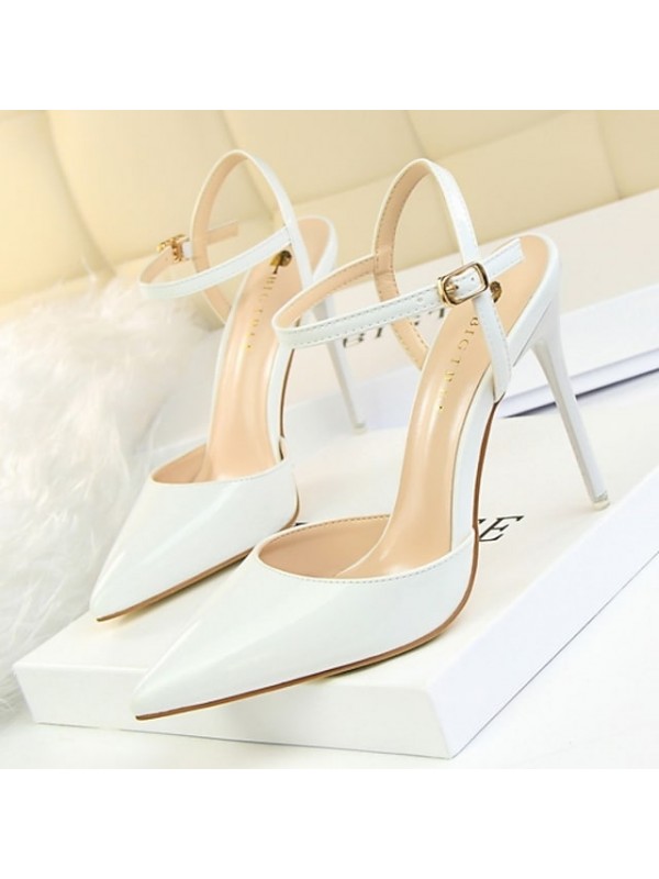 Women's Sandals High Heel Sandals Stiletto Heel Pointed Toe Daily PU Buckle Summer White Black Gold #8081717