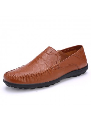 new men's casual business leather shoes, fashionable all-match loafers, comfortable and breathable men's leather shoes, convenient one-step #8565420