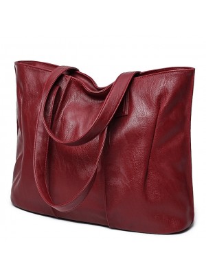 Women's Tote Tote Top Handle Bag PU Leather Shopping Bag Daily Black Red Wine Grey #8914368