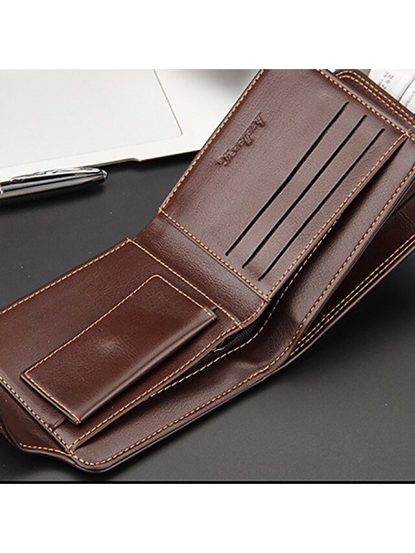 Men's Wallet PU Leather Polyester Embossed Solid Color Daily Office & Career Black Dark Coffee #9025531