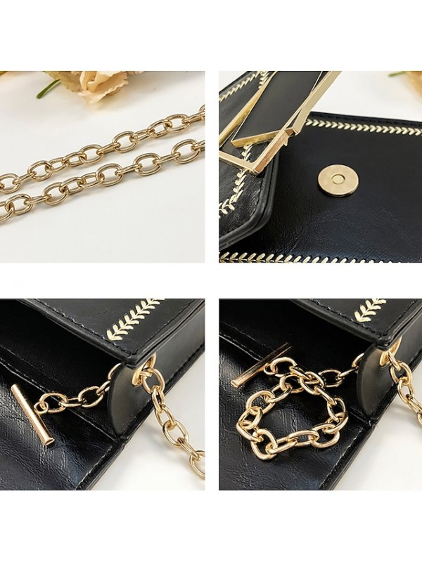 Women's Leather Bag Chain Bag Mobile Phone Bag Crossbody Bag PU Leather Zipper Plain Floral Print Daily Going out Wine Green Blue Black #8924446