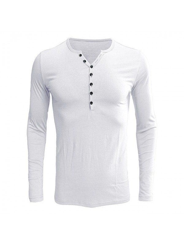 Men's Henley Shirt Casual Slim Fit Long Sleeve Henley T-Shirts Cotton Shirts Basic Fashion Polo T-Shirt Buttons Placket Plain Summer Cotton Shirts #8963761