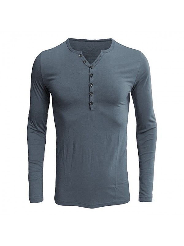 Men's Henley Shirt Casual Slim Fit Long Sleeve Henley T-Shirts Cotton Shirts Basic Fashion Polo T-Shirt Buttons Placket Plain Summer Cotton Shirts #8963761