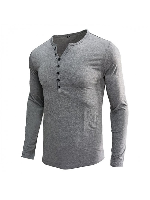 Men's Henley Shirt Casual Slim Fit Long Sleeve Henley T-Shirts Cotton Shirts Basic Fashion Polo T-Shirt Buttons Placket Plain Summer Cotton Shirts #8963761