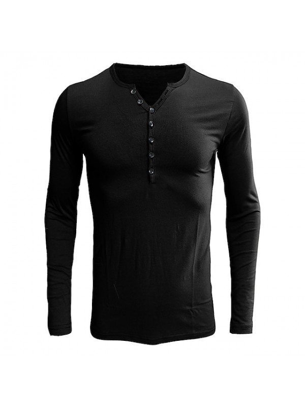 Men's Henley Shirt Casual Slim Fit Long Sleeve Henley T-Shirts Cotton Shirts Basic Fashion Polo T-Shirt Buttons Placket Plain Summer Cotton Shirts #8963761