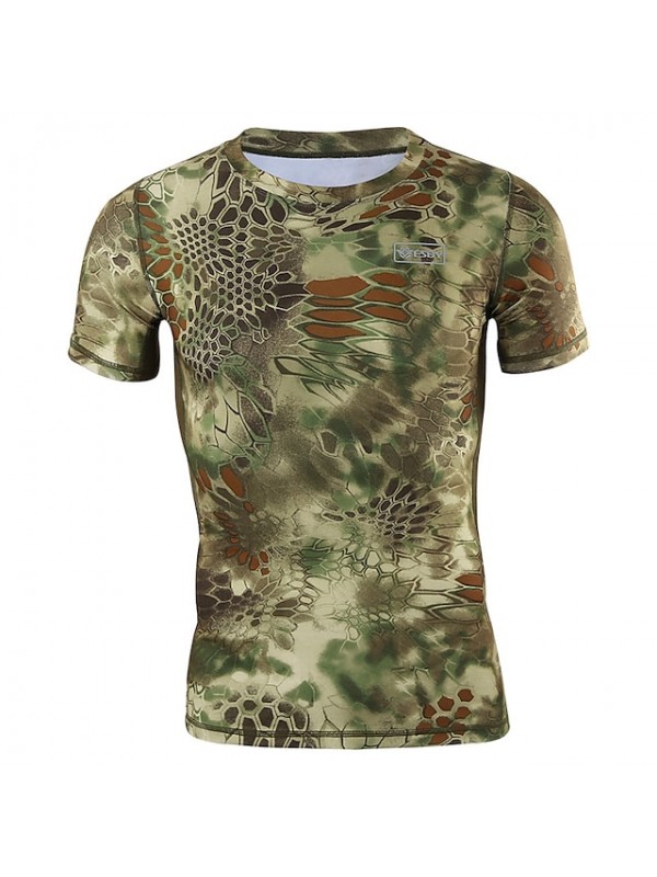 Men's Running T-Shirt Hunting T-shirt Tee shirt Camouflage Hunting T-shirt Camo Short Sleeve Outdoor Summer Ultra Light (UL) Ventilation Fast Dry Quick Dry Top Polyester Camping / Hiking Hunting #8512034