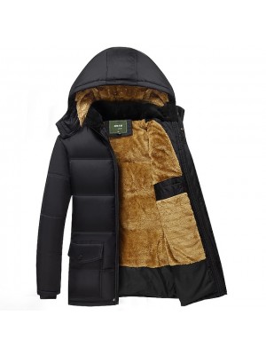 men's fleece jacket winter puffer padded jacket thicken military tactical jackets warm jackets detachable hooded windbreaker coats top parka fleece lining multi pockets casual outerwear #8907267