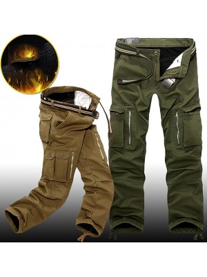 Men's Fleece Lined Pants Hiking Pants Trousers Work Pants Cargo Pants Track Pants Winter Outdoor Thermal Warm Windproof Fleece Lining Ripstop Bottoms khaki Black Army Green Fishing Climbing Running #8772675