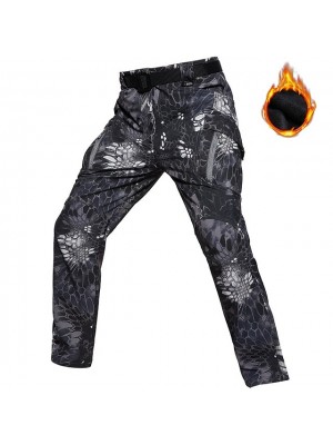 Men's Tactical Cargo Pants Thermal Warm Waterproof Ripstop Windproof Winter Autumn Camo / Camouflage Fleece Bottoms for Camping / Hiking Hunting Combat ArmyGreen CP camouflage Dark night camouflage S #8777227