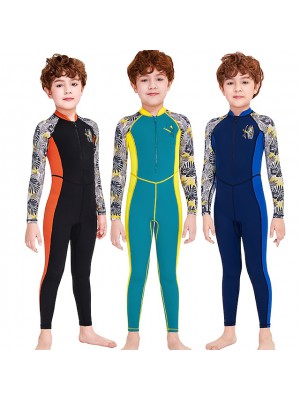 Boys Girls' Rash Guard Dive Skin Suit Swimsuit UV Sun Protection Breathable Quick Dry Stretchy Full Body Front Zip - Swimming Diving Surfing Snorkeling Patchwork Summer #8373720