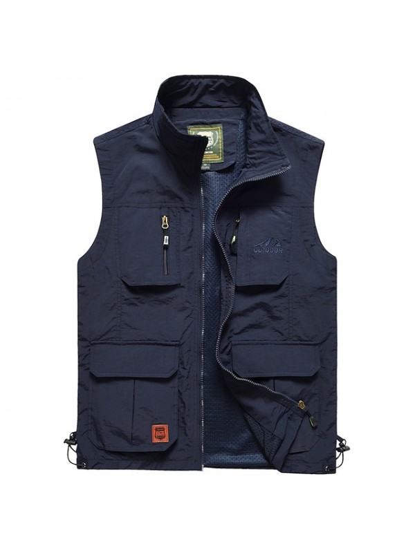 Men's Hiking Vest / Gilet Fishing Vest Military Tactical Vest Sleeveless Vest / Gilet Jacket Top Outdoor Quick Dry Lightweight Breathable Soft Autumn / Fall Spring Summer Spandex Polyester Solid Color #8534128