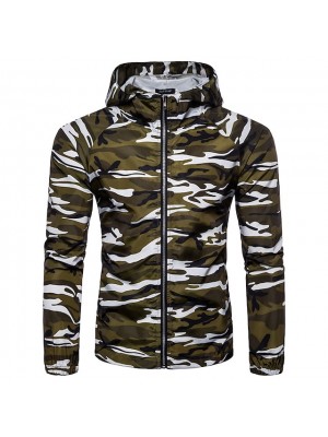 Men's Hoodie Jacket Hiking Jacket Hiking Windbreaker Winter Outdoor Camo / Camouflage Quick Dry Lightweight Breathable Sweat wicking Jacket Top Hunting Fishing Climbing Army green camouflage Grey #8579700