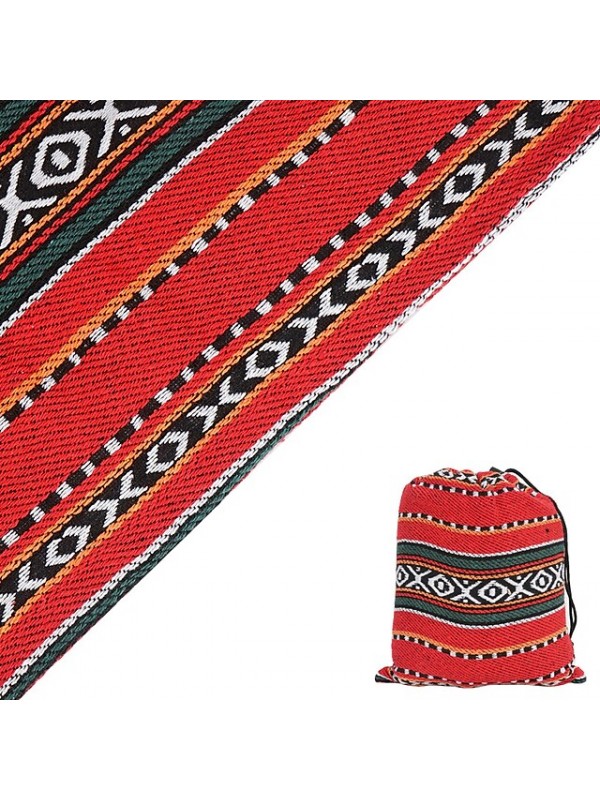 Picnic Pad Picnic Blanket Beach Blanket Outdoor Camping Portable Moistureproof Multifunctional Foldable for Fishing Climbing Beach Red and black stripes green ethnic style #9005037