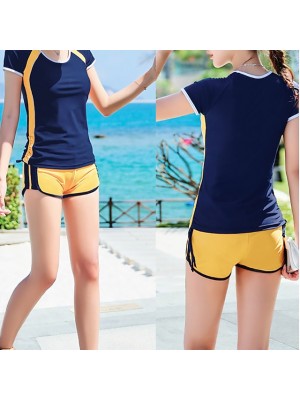 Women's Rashguard Swimsuit Swimwear Bathing Suit UV Sun Protection UPF50+ Breathable Stretchy Short Sleeve 2 Piece - Swimming Surfing Patchwork Summer / Quick Dry / Quick Dry #8629871