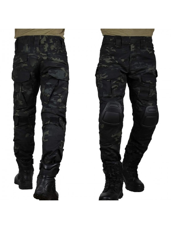 Men's Hiking Cargo Pants Tactical Pants with Knee Pads Ripstop Windproof Multi-Pockets Breathable Fall Winter Camo / Camouflage Cotton Bottoms for Hunting Military / Tactical Training Jungle Python #8487811