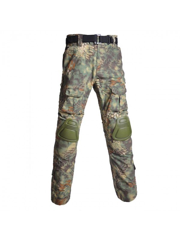 Men's Hiking Cargo Pants Tactical Pants with Knee Pads Ripstop Windproof Multi-Pockets Breathable Fall Winter Camo / Camouflage Cotton Bottoms for Hunting Military / Tactical Training Jungle Python #8487811