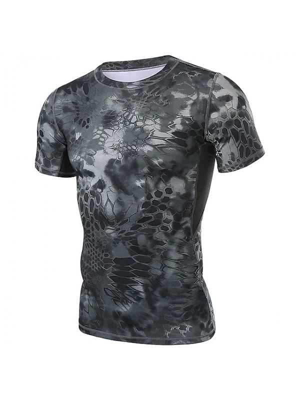 Men's Hiking Tee shirt Hunting T-shirt Tee shirt Camouflage Hunting T-shirt Camo Short Sleeve Outdoor Summer Ultra Light (UL) Quick Dry Breathable Sweat wicking Top Polyester Camping / Hiking Hunting #8519335