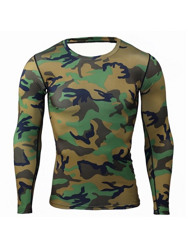 men's long-sleeved t-shirt running sports leisure riding camouflage tights breathable quick-drying t-shirt #9022423