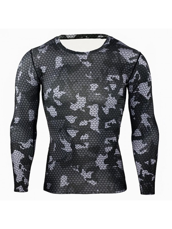 men's long-sleeved t-shirt running sports leisure riding camouflage tights breathable quick-drying t-shirt #9022423