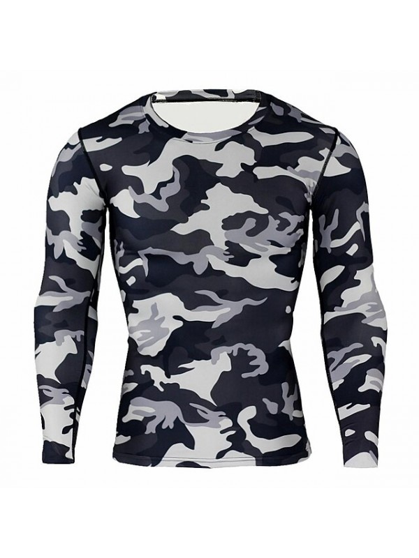 men's long-sleeved t-shirt running sports leisure riding camouflage tights breathable quick-drying t-shirt #9022423