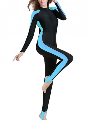 SBART Women's Rash Guard Dive Skin Suit Swimwear Swimsuit UV Sun Protection UPF50+ Breathable Full Body Front Zip - Swimming Diving Surfing Snorkeling Patchwork Summer / Quick Dry / Quick Dry #5087000