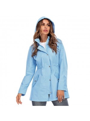 Women's Hoodie Jacket Waterproof Hiking Jacket Rain Jacket Raincoat Outdoor Waterproof Windproof Quick Dry Lightweight Trench Coat Outerwear Parka Fishing Climbing Causal Traveling Lake blue #8640450