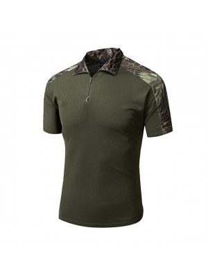 Men's Combat Shirt Hunting T-shirt Tee shirt Camo / Camouflage Short Sleeve Outdoor Summer Well-ventilated Breathable Quick Dry Breathability Top Polyester Camping / Hiking Hunting Fishing Traveling #8315484