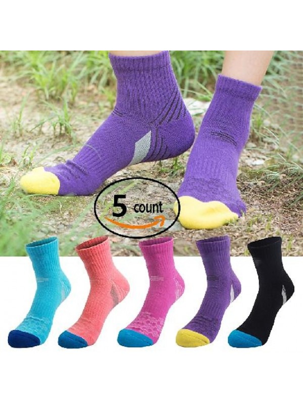 5 Pack Women's Cushioned Hiking Walking Running Socks, Moisture Wicking Blister Resist Multi Performance Padded Quarter Crew Ankle Athletic Socks Outdoor Trekking #8079358