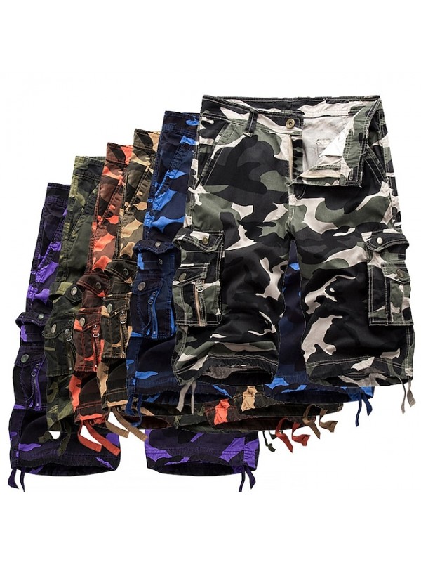 Men's Hiking Shorts Hiking Cargo Shorts Military Camo Summer Outdoor 10" Ripstop Multi Pockets Breathable Wear Resistance Cotton Knee Length Shorts Purple Red Army Green Blue Khaki Work Hunting #8523056