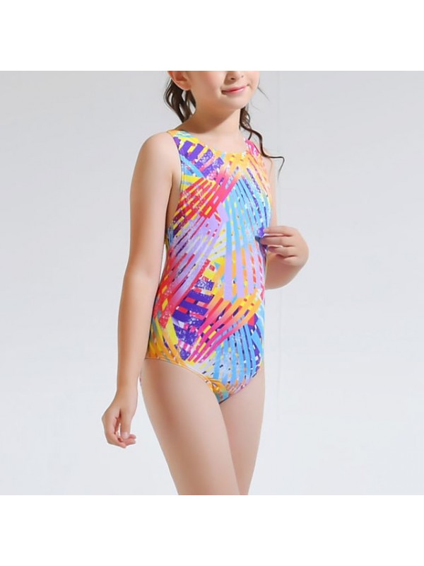 Girls' One Piece Swimsuit Spandex Bodysuit Bathing Suit Breathable Quick Dry Lightweight Stretchy Sleeveless Swimming Surfing Beach Water Sports Painting Summer #8698678