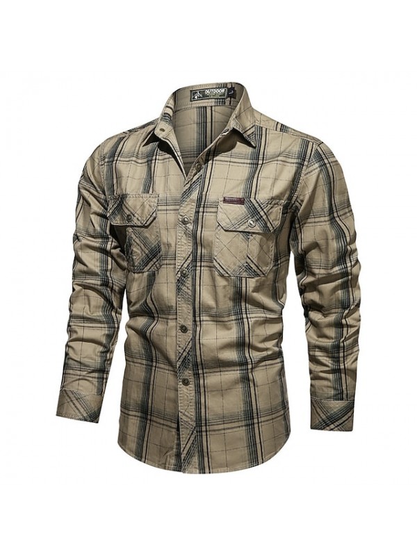 Men's Hiking Shirt / Button Down Shirts Fishing Shirt Military Tactical Shirt Long Sleeve Jacket Shirt Top Outdoor Quick Dry Lightweight Breathable Sweat wicking Autumn / Fall Spring Summer #8571885