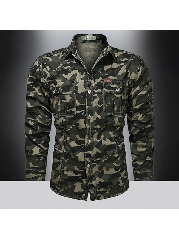 Men's Hiking Shirt / Button Down Shirts Fishing Shirt Military Tactical Shirt Long Sleeve Jacket Shirt Top Outdoor Quick Dry Lightweight Breathable Sweat wicking Autumn / Fall Spring Summer #8571885