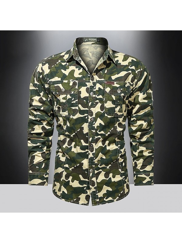 Men's Hiking Shirt / Button Down Shirts Fishing Shirt Military Tactical Shirt Long Sleeve Jacket Shirt Top Outdoor Quick Dry Lightweight Breathable Sweat wicking Autumn / Fall Spring Summer #8571885