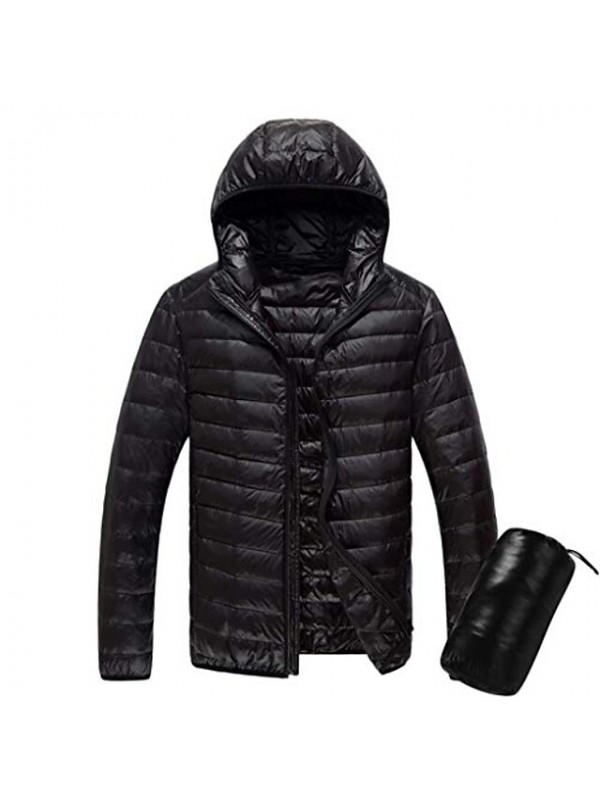 men's ultra-light hooded down jacket quilted packable puffer jacket lightweight casual jacket portable windproof thermal warm breathable coat black #8372835