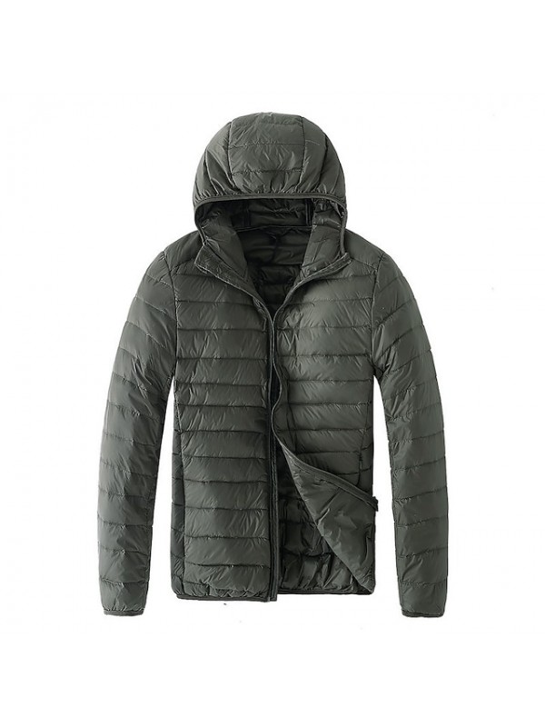 men's ultra-light hooded down jacket quilted packable puffer jacket lightweight casual jacket portable windproof thermal warm breathable coat black #8372835