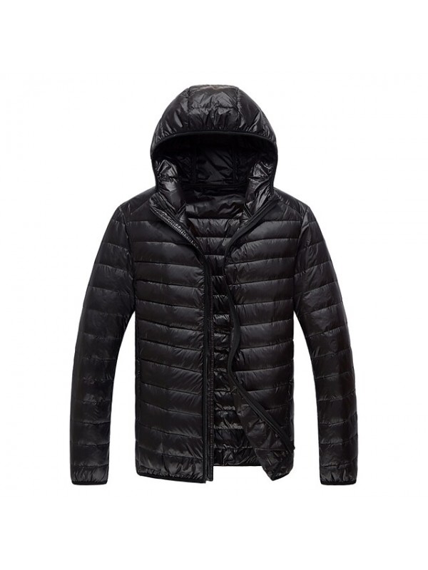 men's ultra-light hooded down jacket quilted packable puffer jacket lightweight casual jacket portable windproof thermal warm breathable coat black #8372835