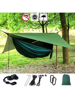 Camping Hammock with Mosquito Net Hammock Rain Fly Outdoor Portable Sunscreen Anti-Mosquito Ultra Light (UL) Breathable Parachute Nylon with Carabiners and Tree Straps for 2 person Camping / Hiking #7441955