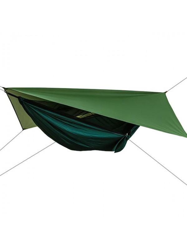 Camping Hammock with Mosquito Net Hammock Rain Fly Outdoor Portable Sunscreen Anti-Mosquito Ultra Light (UL) Breathable Parachute Nylon with Carabiners and Tree Straps for 2 person Camping / Hiking #7441955